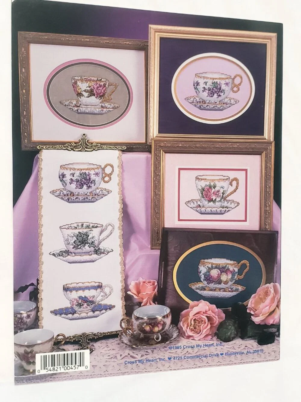 My Cup of Tea Cross Stitch Booklet 1995 Cross My Heart CSB119 Pierced Rose